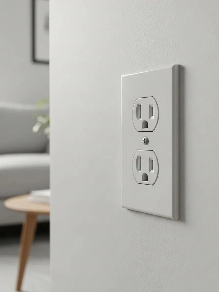 Newly installed electrical outlet in a modern residential setting