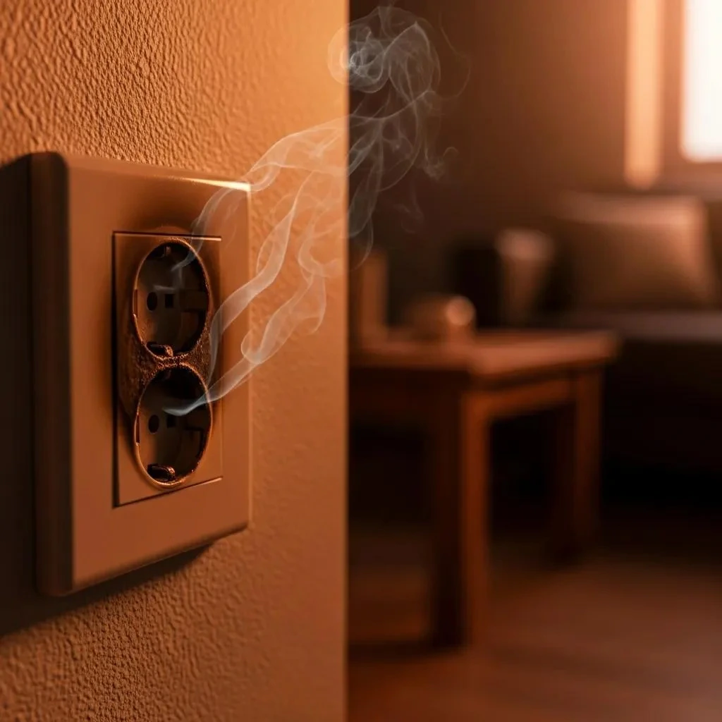 Warm outlet close-up, a common sign that rewiring may be needed in Fresno homes